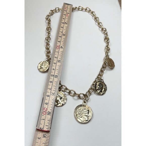 vintage replica Gold-Tone Chain Necklace With Roman Coin Charms For Women - Picture 2 of 5